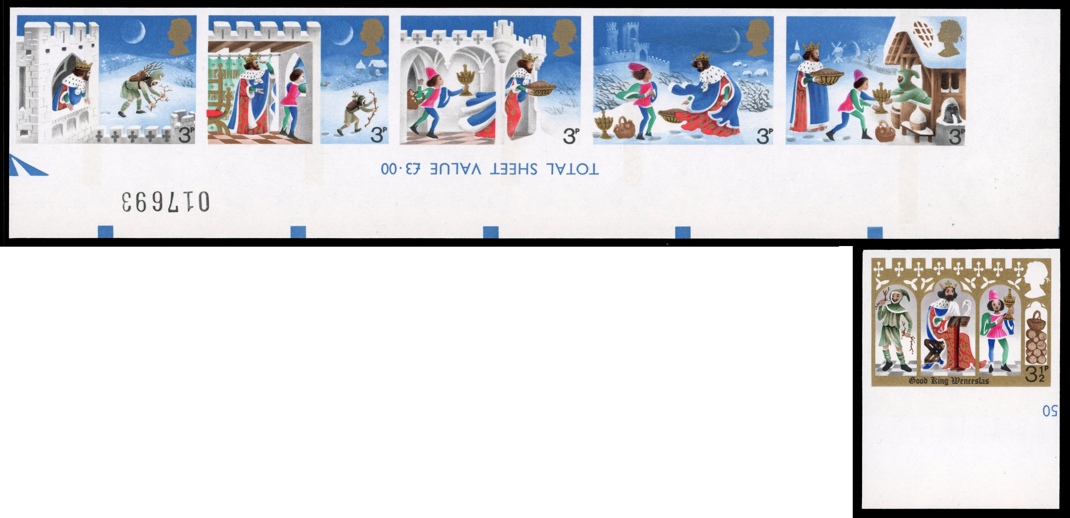 Great Britain 1973 3p-3½p "Christmas", Set of Six, BPMA Imprimatur, SG 943/48