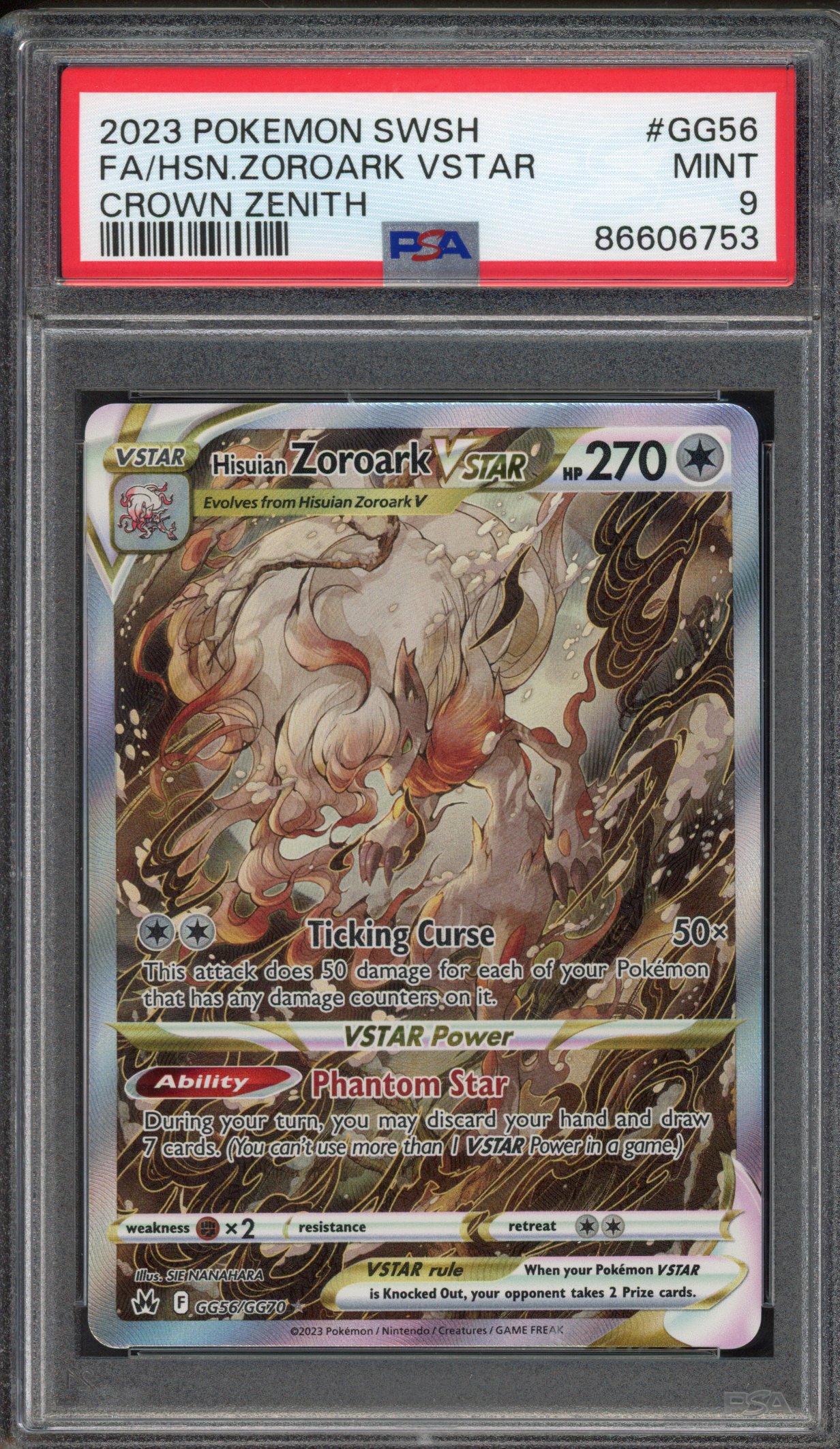 Pokémon TCG - PSA 9 Zoroark VStar - Crown Zenith 2023