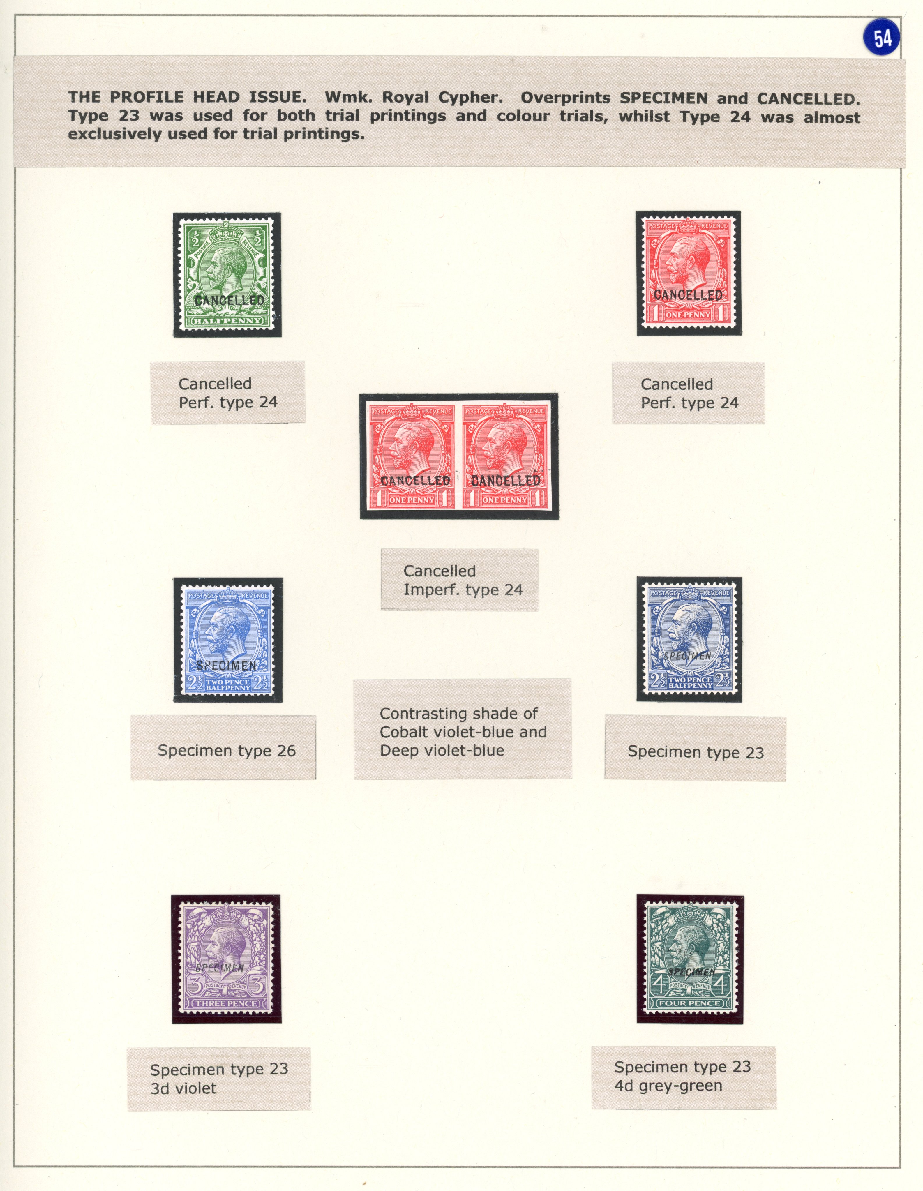 GB 1912-22 Royal Cypher mint selection of Specimens