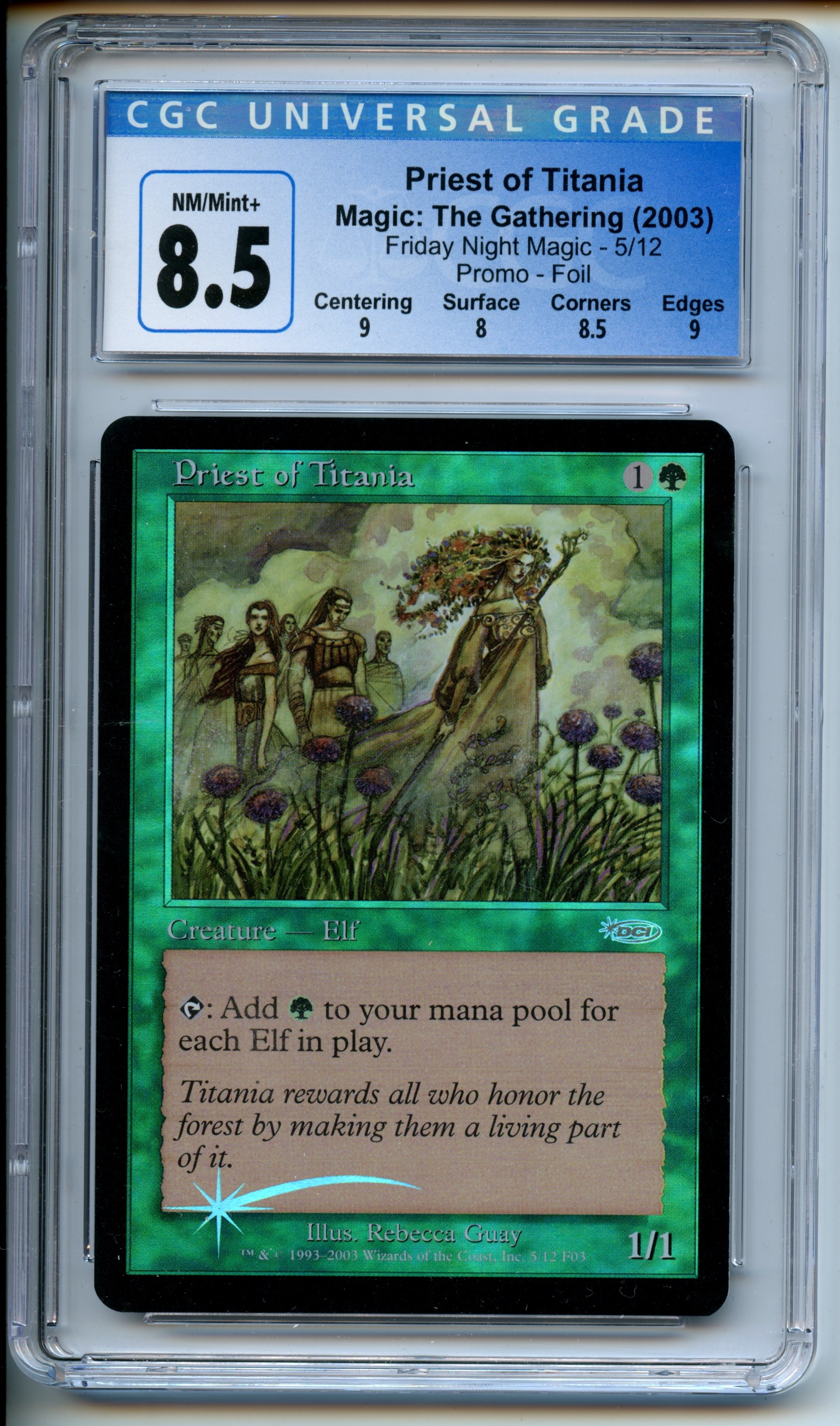 Magic: The Gathering  - Priest of Titania FOIL  - FNM Promo - CGC 8.5