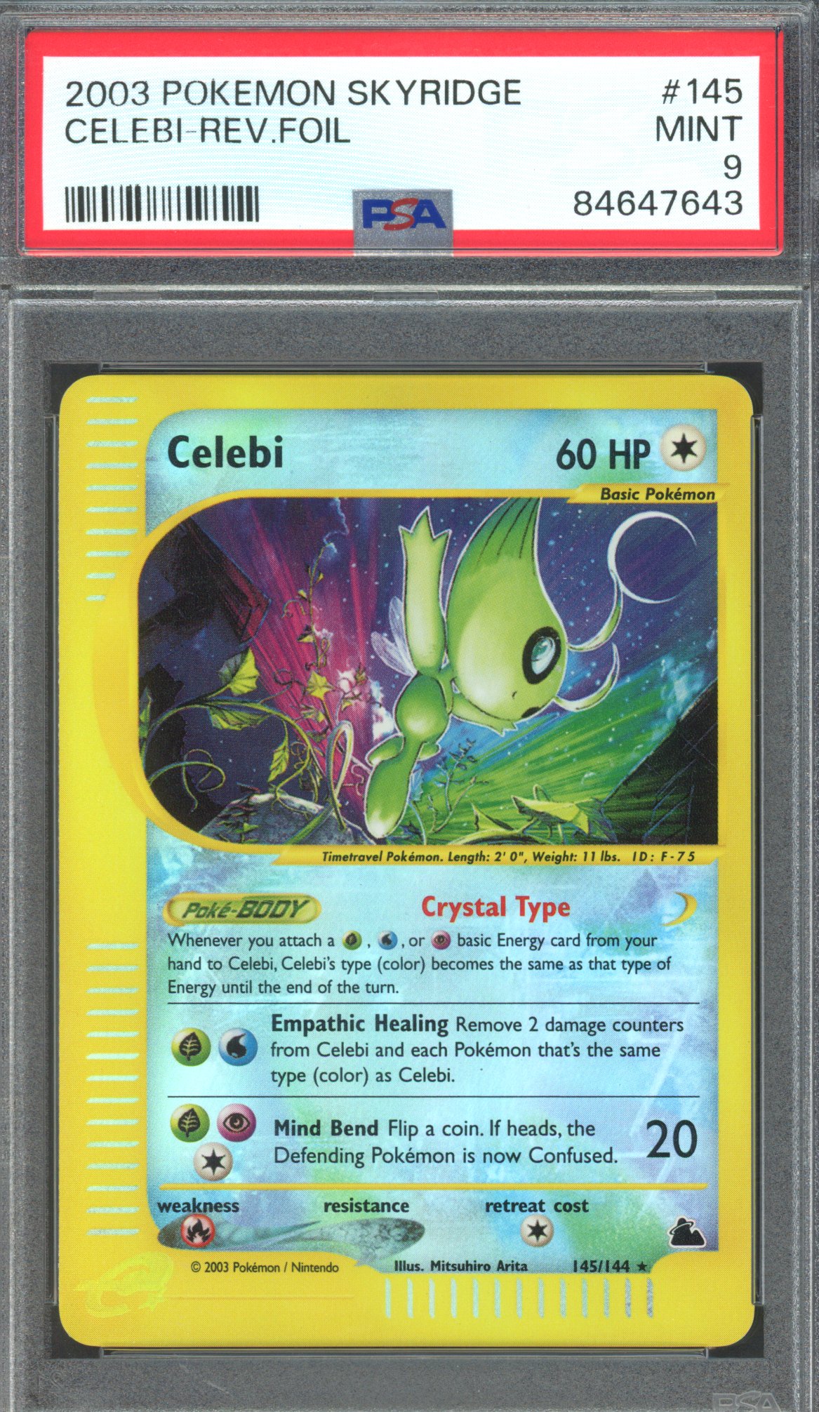 Pokémon TCG - PSA 9 Crystal Celebi - Reverse Foil #145 - Skyridge