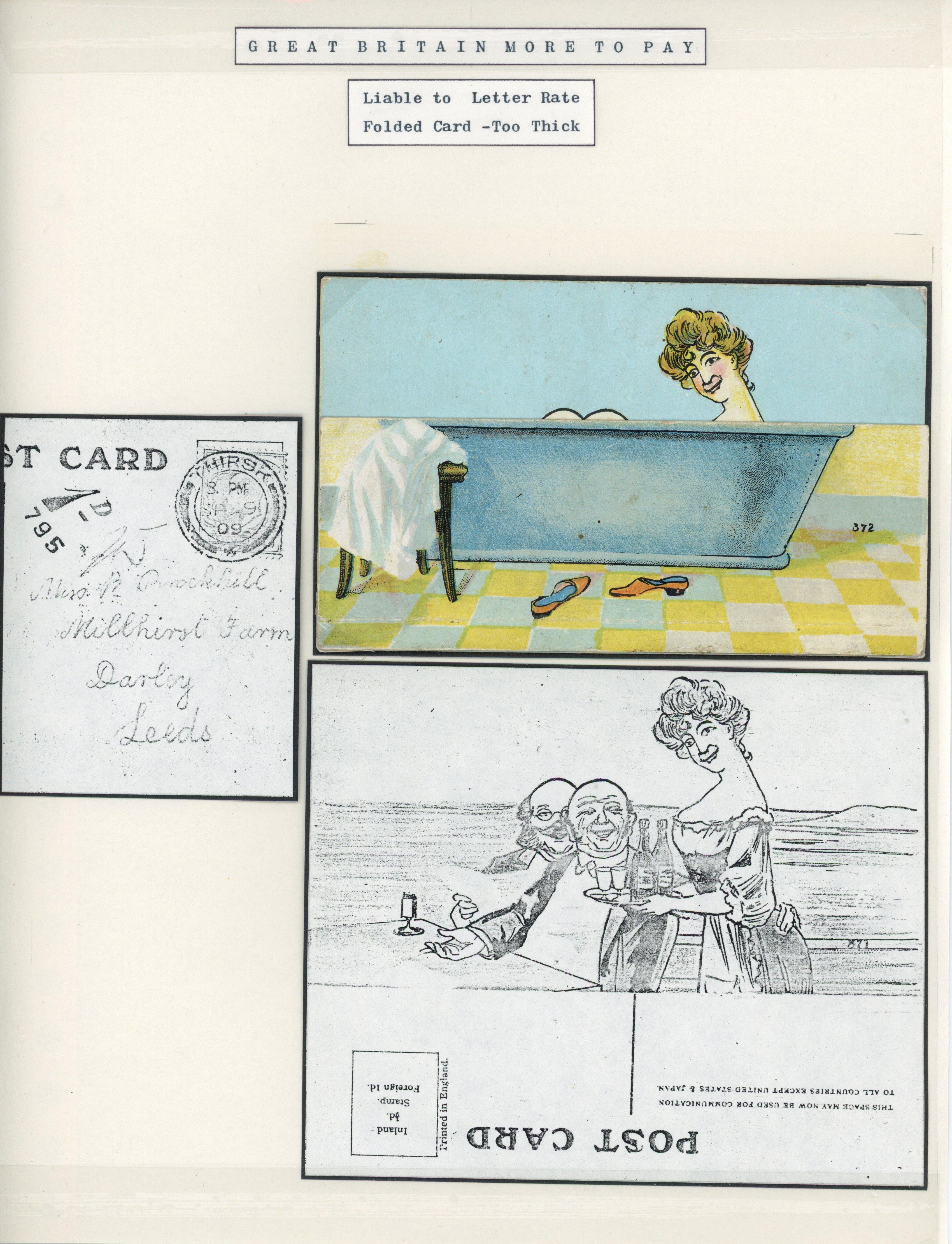 Great Britain 1909 novelty postcard with a flap obscuring another scene