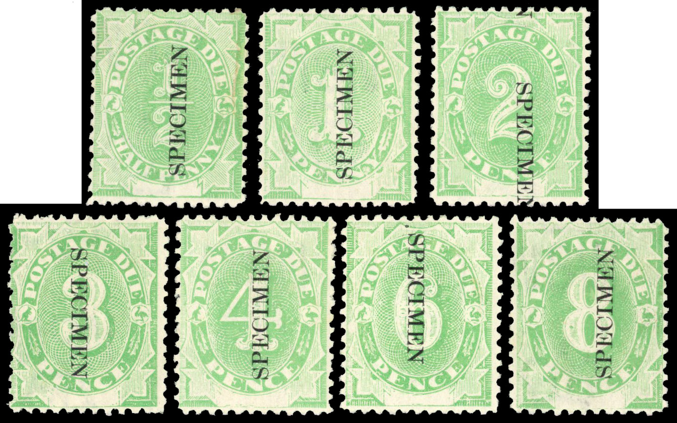 Australia SG D1s-7s Postage Due Specimens