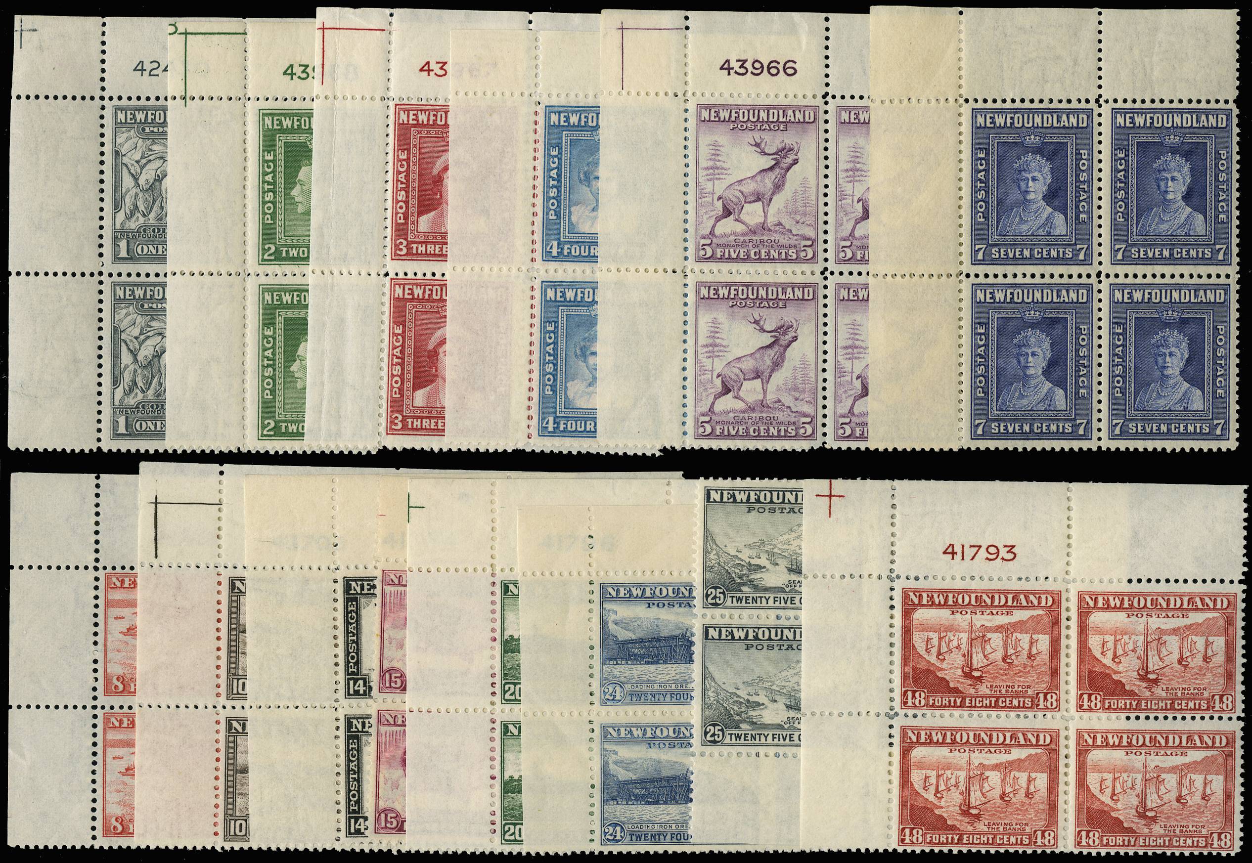 NEWFOUNDLAND SG 276/89 1941-44 Perf 12½ set 14 crnr B4 u/m