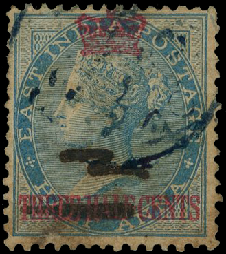 1869 'THREE HALF' deleted and '2' handwritten above in black manuscript on ½a used