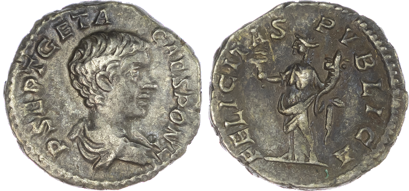 Geta, as Caesar (AD 198-209) AR Denarius, Rome, AD 198-200, 3.20g. P SEPT GETA CAES PONT, draped bust of Geta facing right.