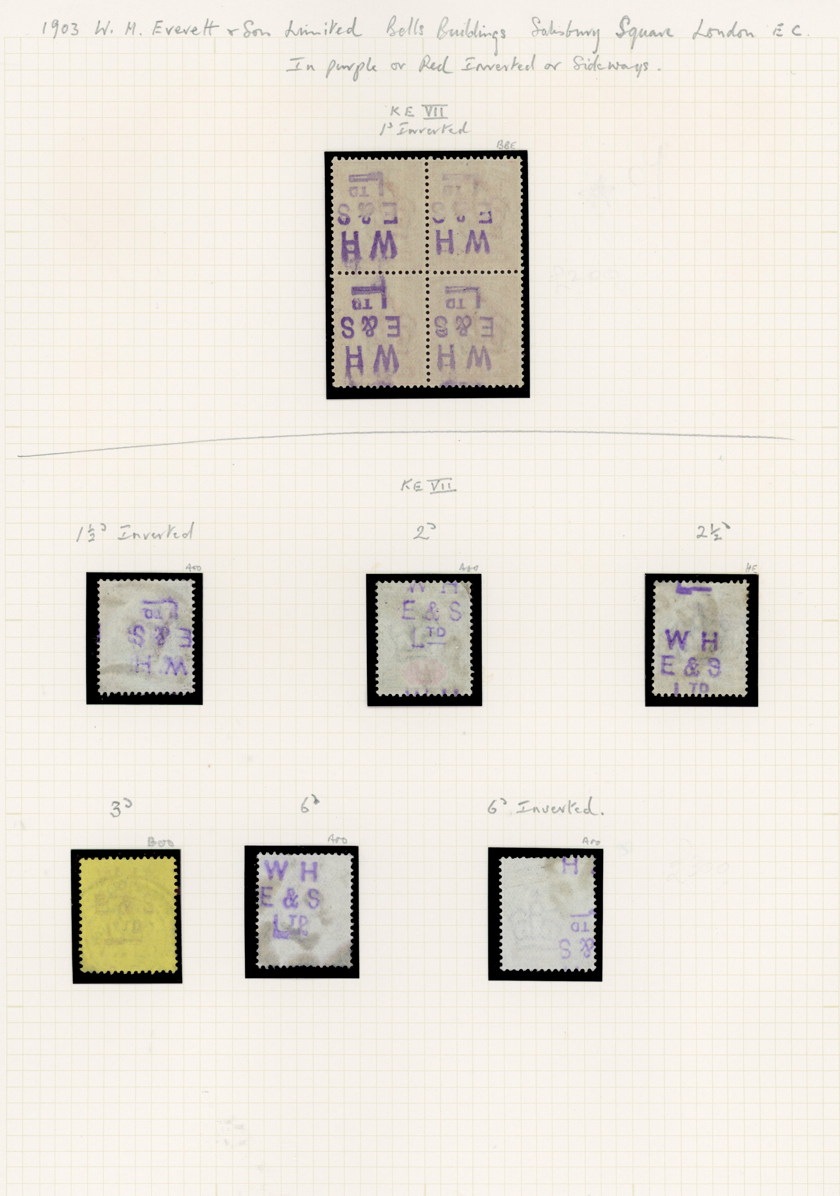 1903 W.H. Everett & Son Limited, King Edward VII underprints. 