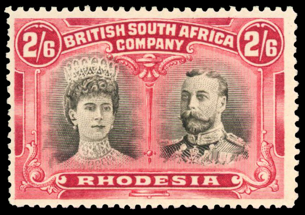 RSC unlisted 2s6d sepia-black and deep rose-red, mint