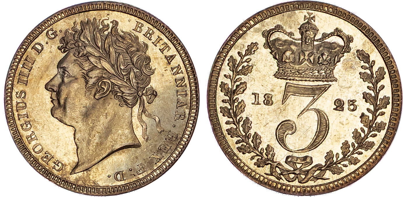 George IV (1820-1830), AR Maundy Set, 1825, Twopence with T/B in BRITANNIAR. 