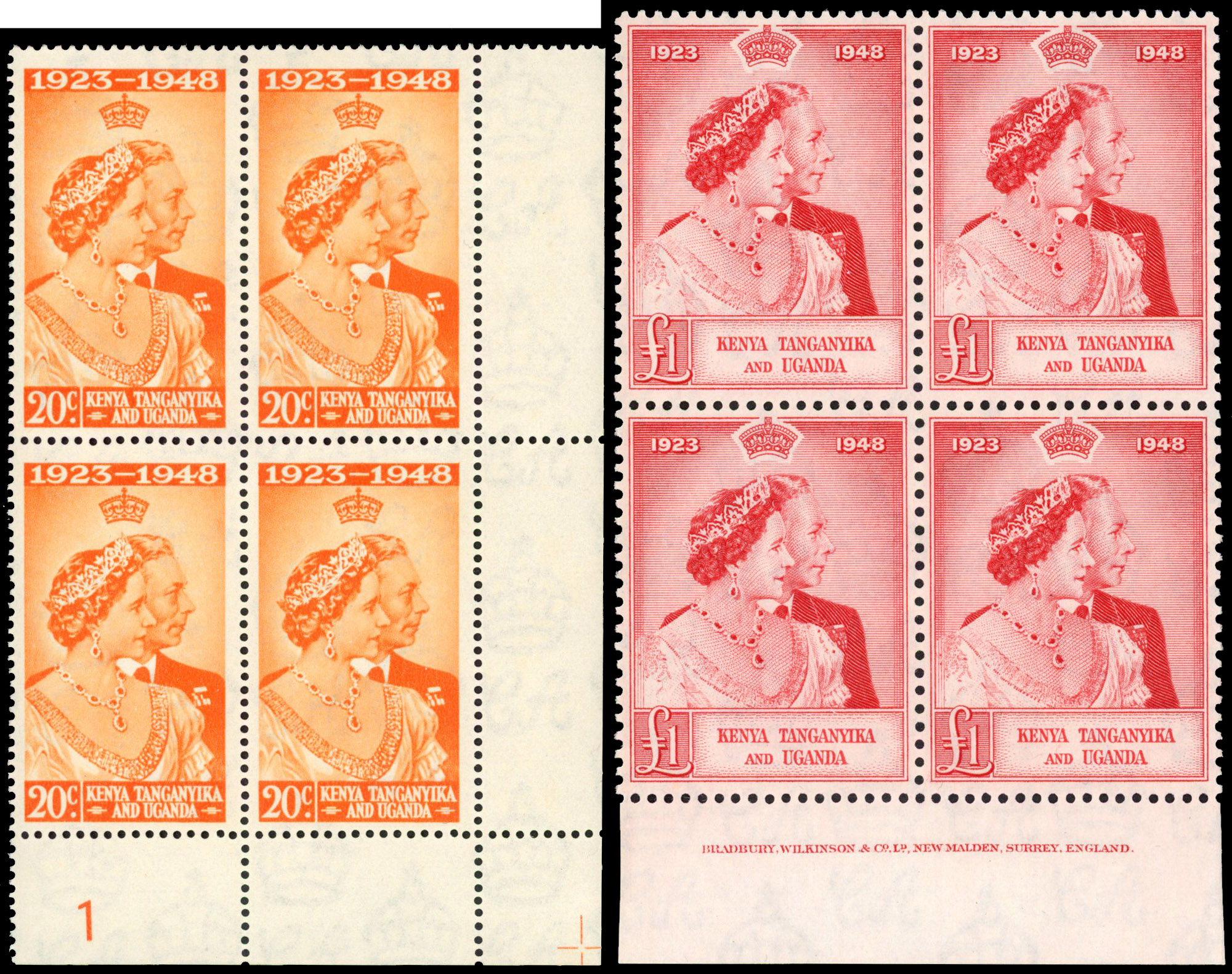 KUT SG 157-158 in blocks of four