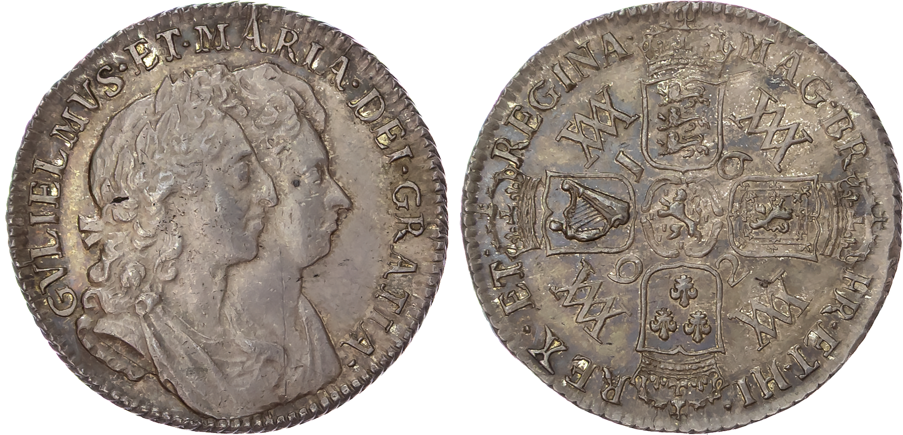 William and Mary (1688-94) Shilling, 1692.