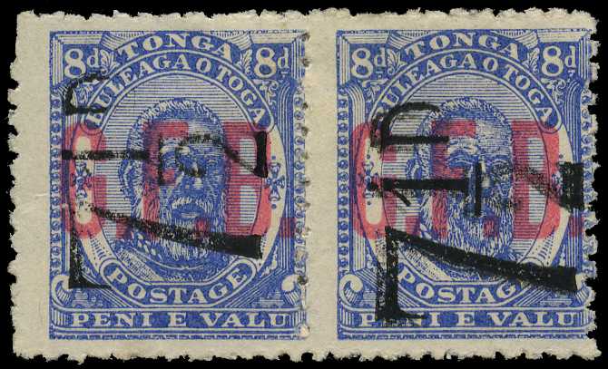 Officials 1893 7½d on 8d ultramarine...