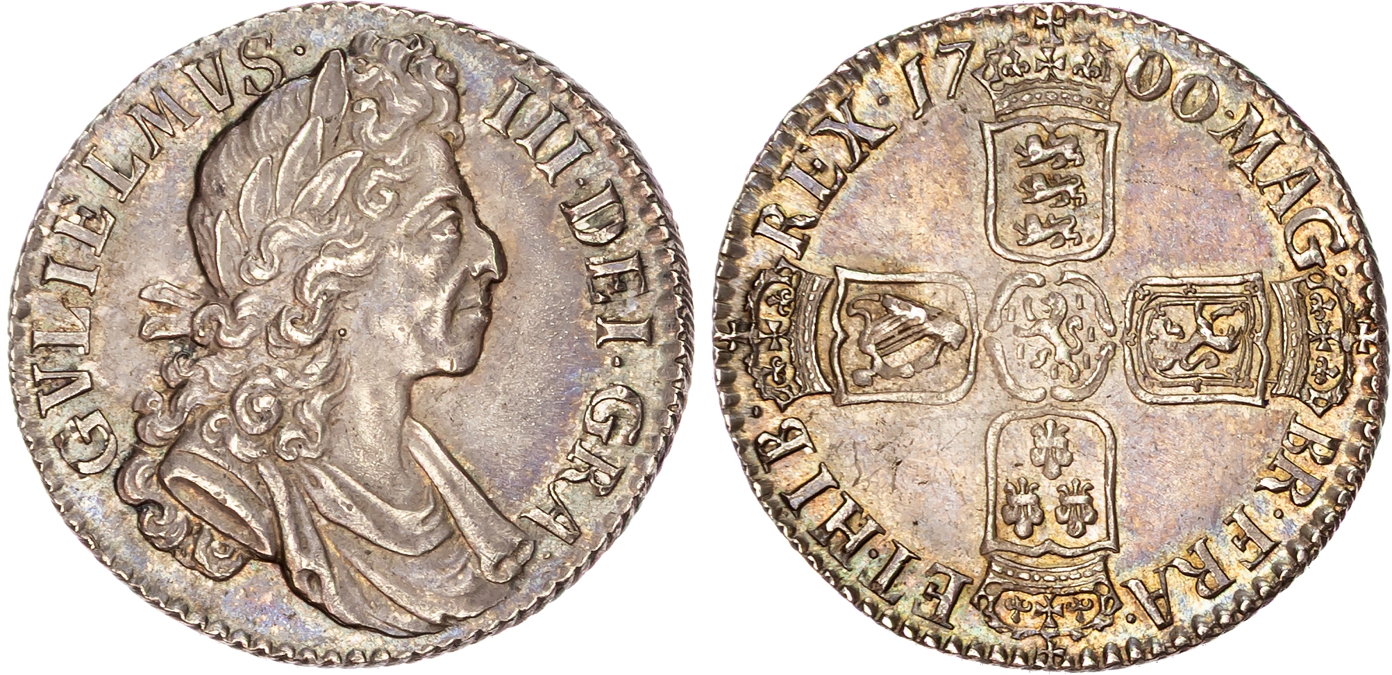 William III (1694‑1702), AR Shilling, 1700, small 0s in date