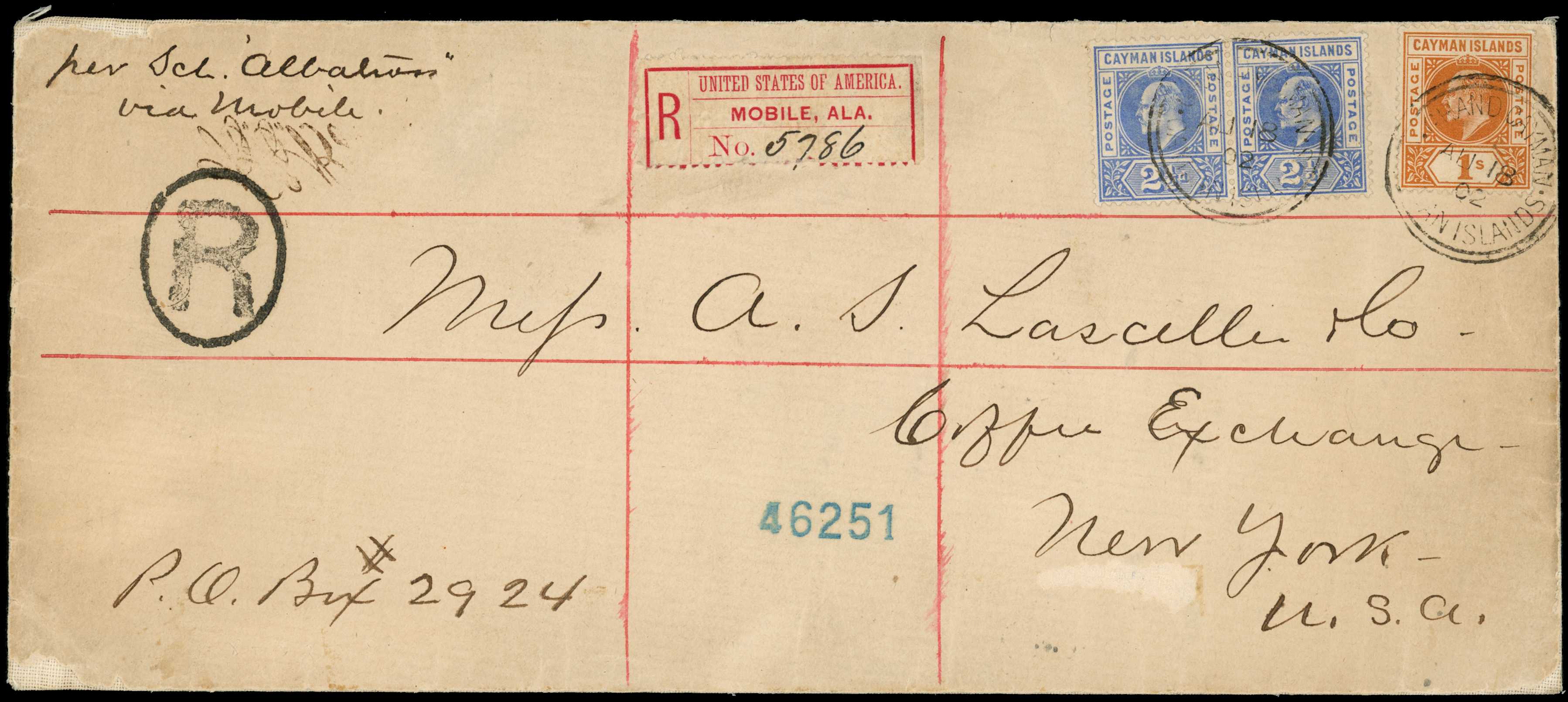 1902 Linen lined registered cover to New...
