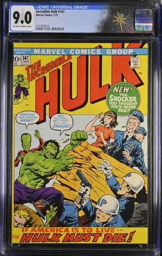 Incredible Hulk #147 CGC 9.0 President Richard Nixon and Vice President Spiro Agnew appearance (Marvel Comics, 1972)
