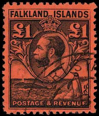 1929 'Whale and Penguin' £1 black on red...