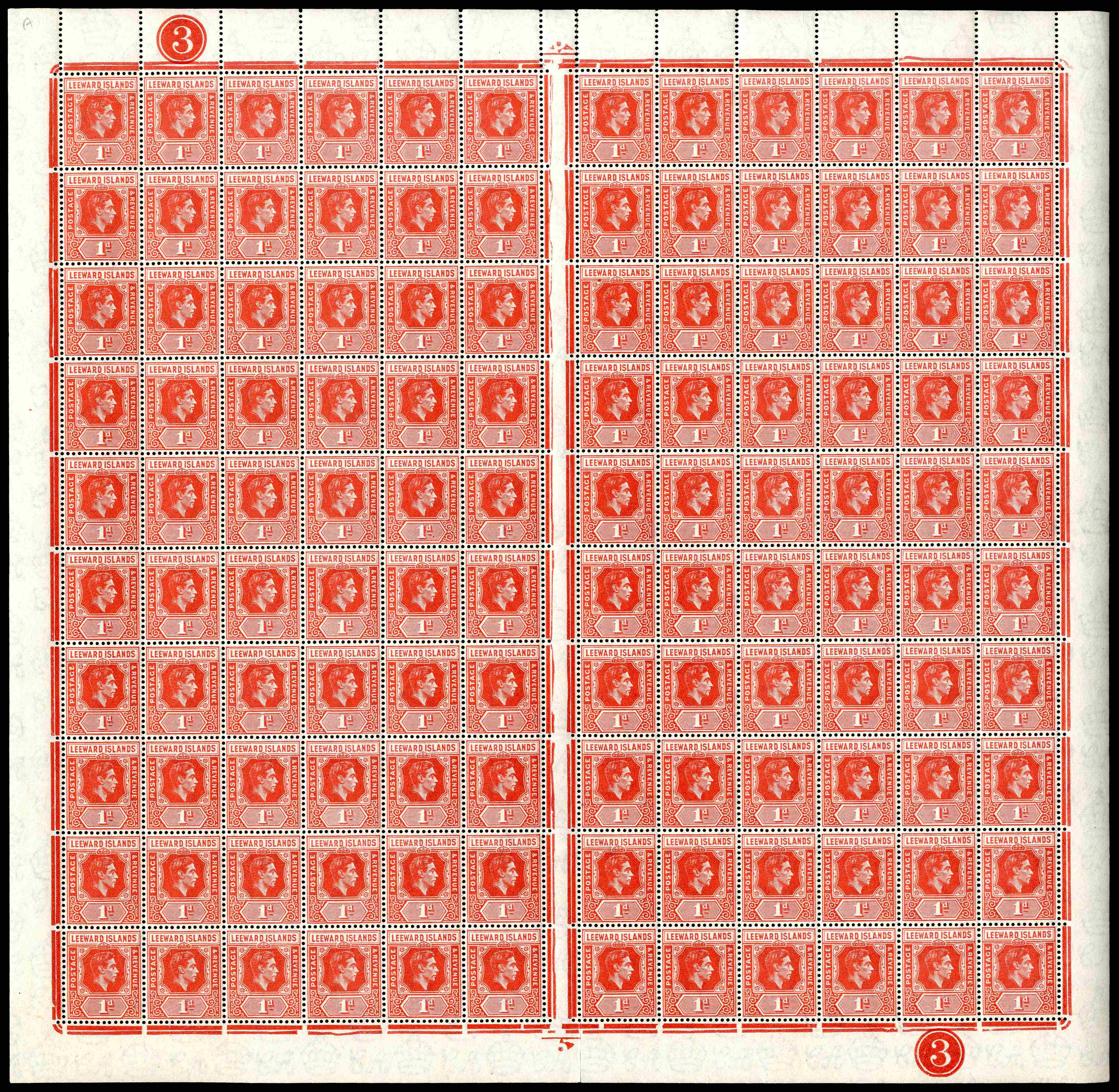 Leeward Islands SG 99d, da, 110, a panes mint