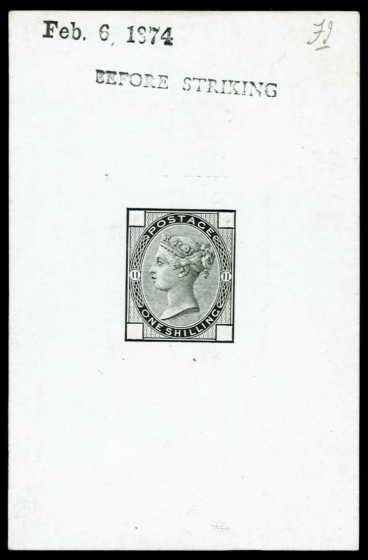 1874 1s Die proof Pl.11. Very fine...