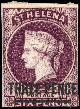 St Helena SG 11b 1868 3d purple imperforate mint
