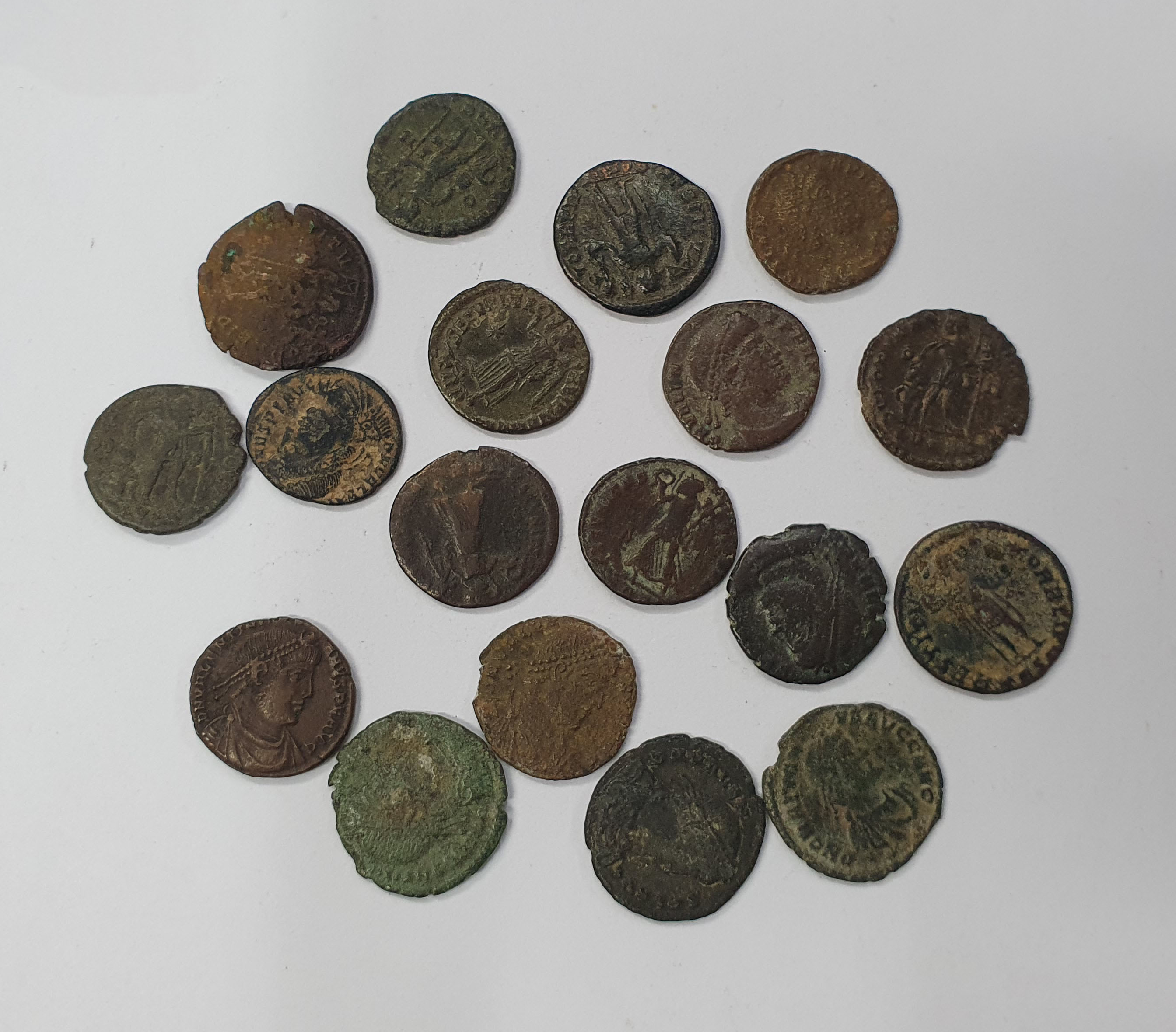 Group of 18 House of Valentinian miscellaneous AE 3s. Various mints.