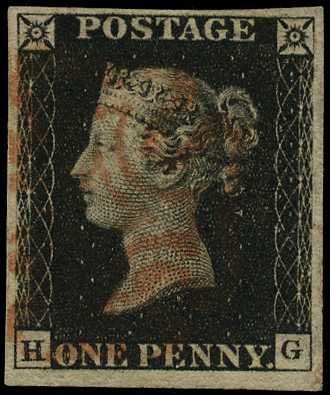 1840 1d black Plate 1b (HG) four close to...