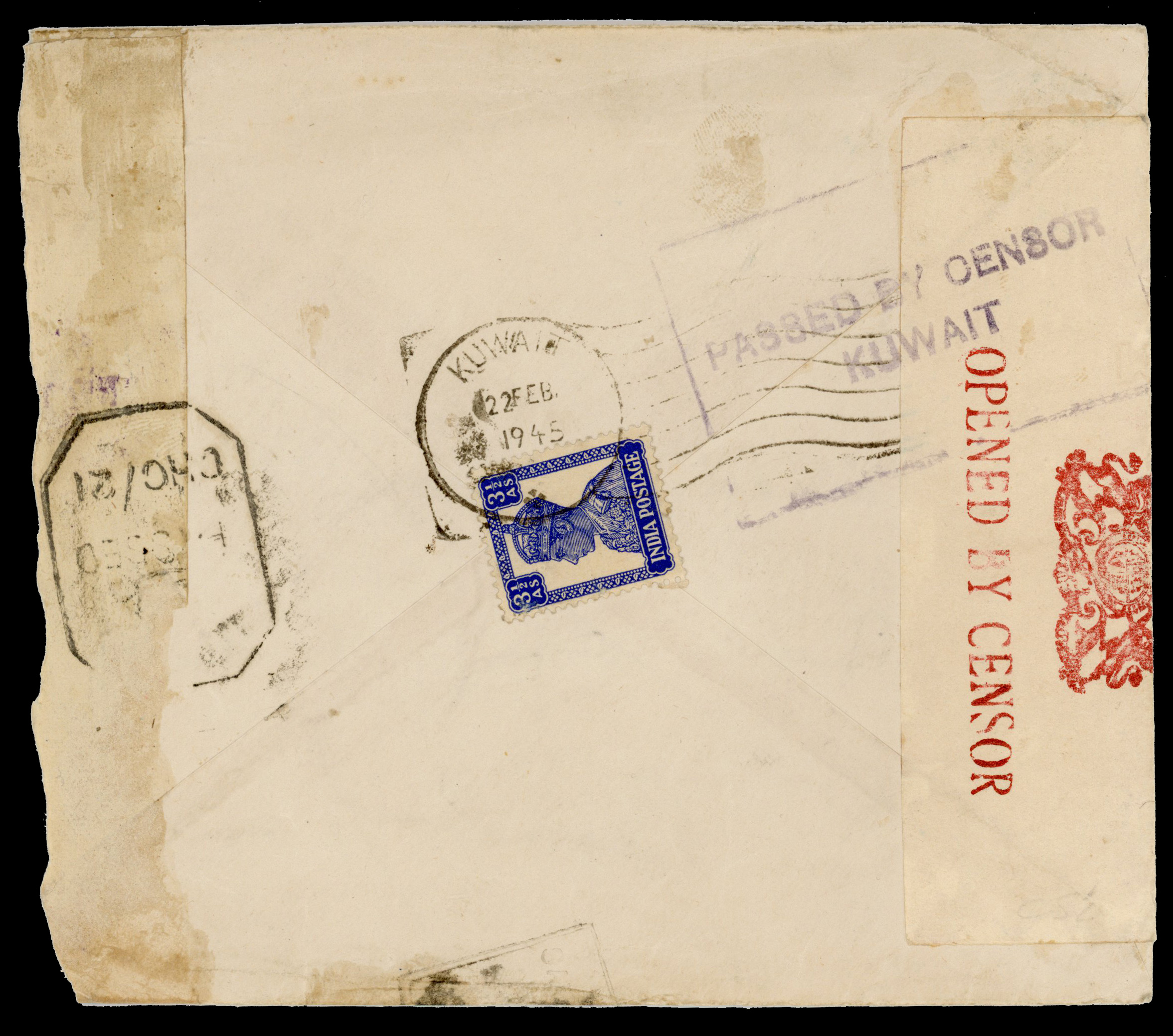 Kuwait SG Z66 cover to Bombay