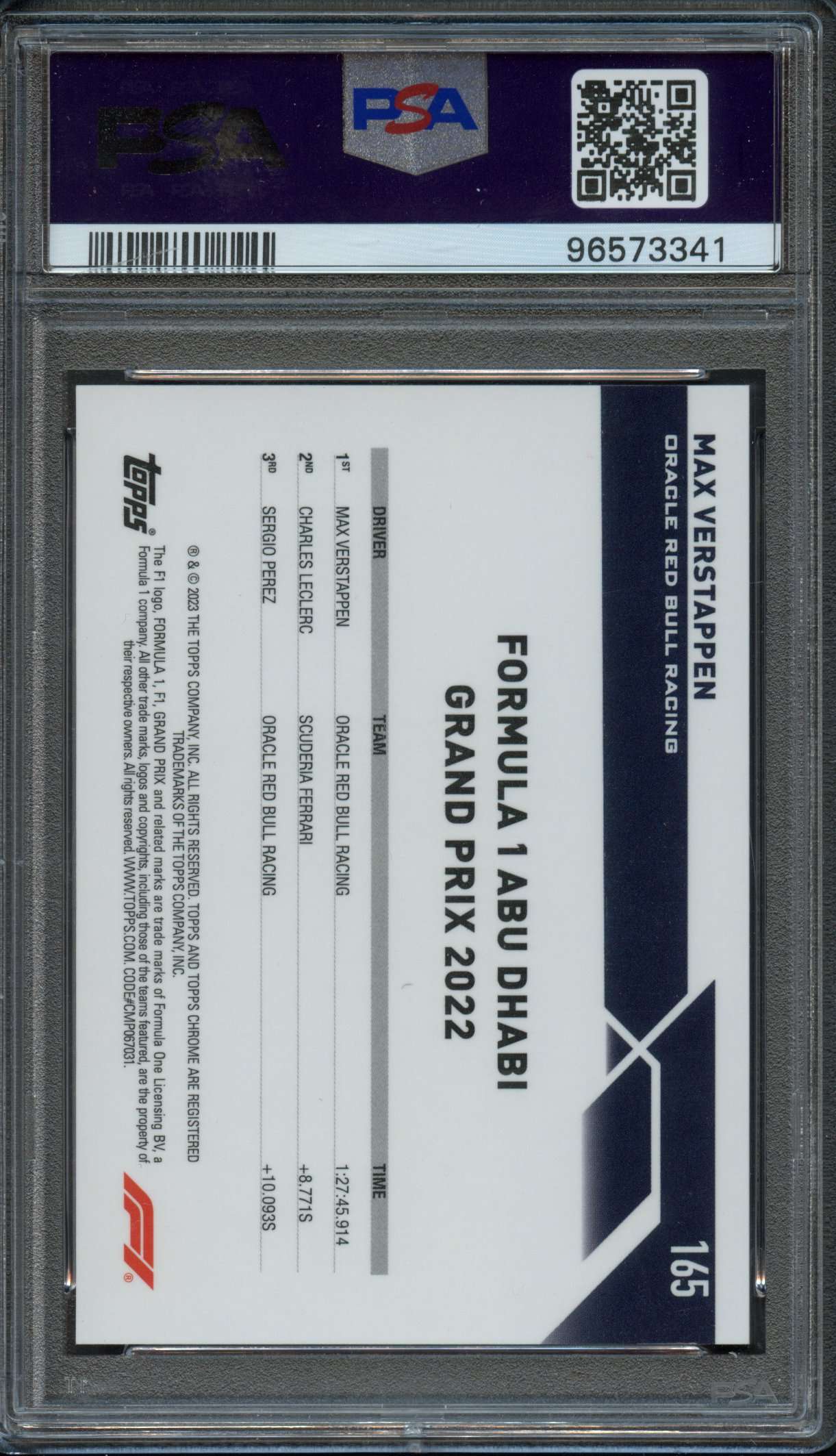 Past auction: PSA 9 2023 Topps Chrome Sapphire Edition F1 Max
