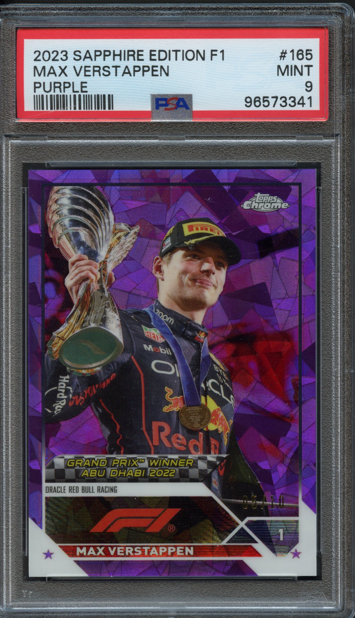 <p>PSA 9 2023 Topps Chrome Sapphire Edition F1 Max Verstappen #165 Purple</p>