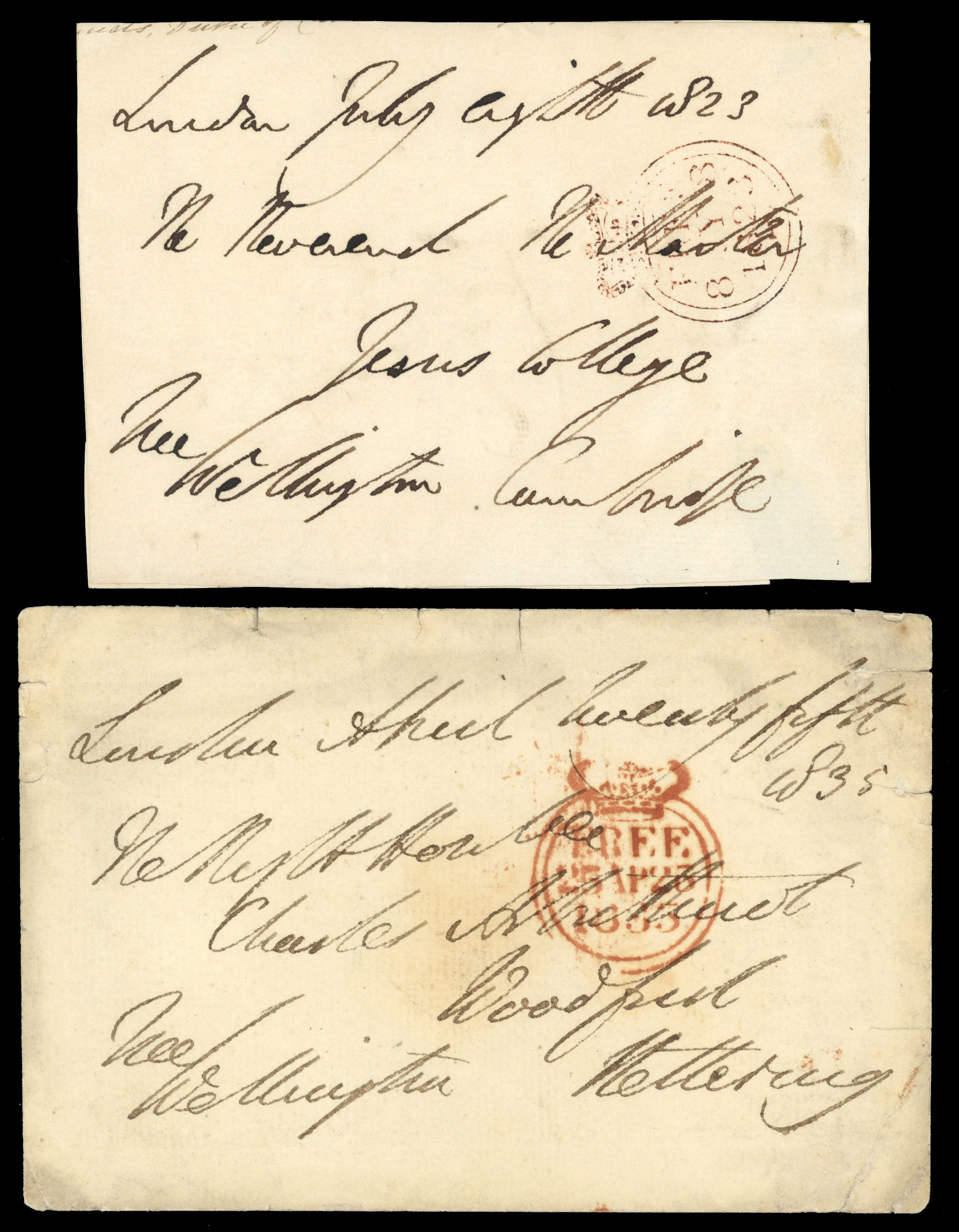 GB 1833 (25 APR) free cover to Kettering signed by the Duke of Wellington