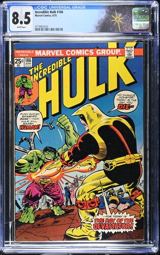 Incredible Hulk #186 CGC 8.5 Len Wein story Herb Trimpe cover & art (Marvel Comics, 1975) White pages