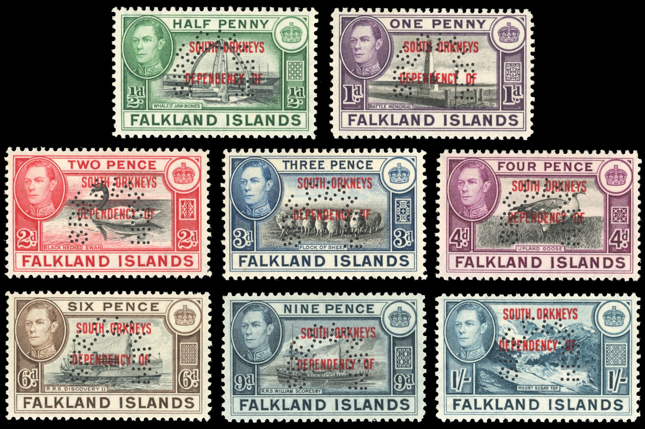 Falkland Islands Dependencies SG C1s-8s South Orkneys 1944 Specimen set