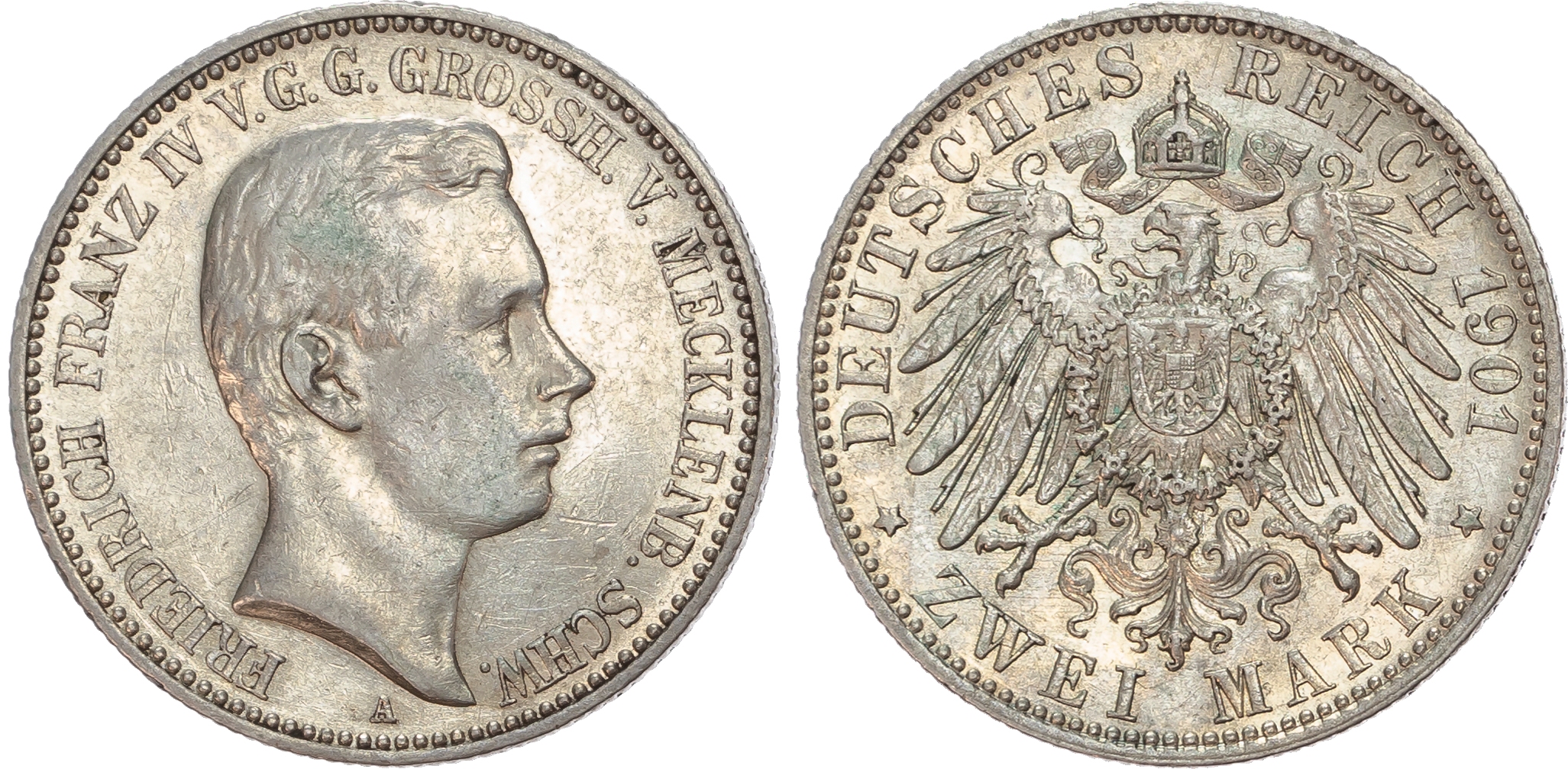Germany, Mecklenburg-Schwerin, Friedrich Franz IV (1897-1918), silver 2 Marks.