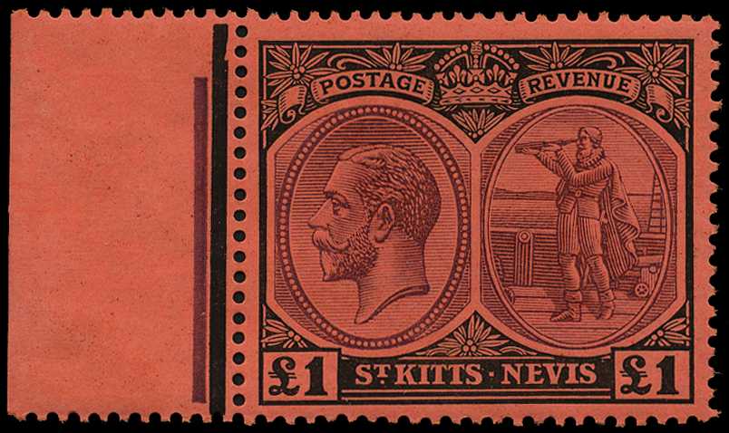 1922 £1 purple and black on red paper,...
