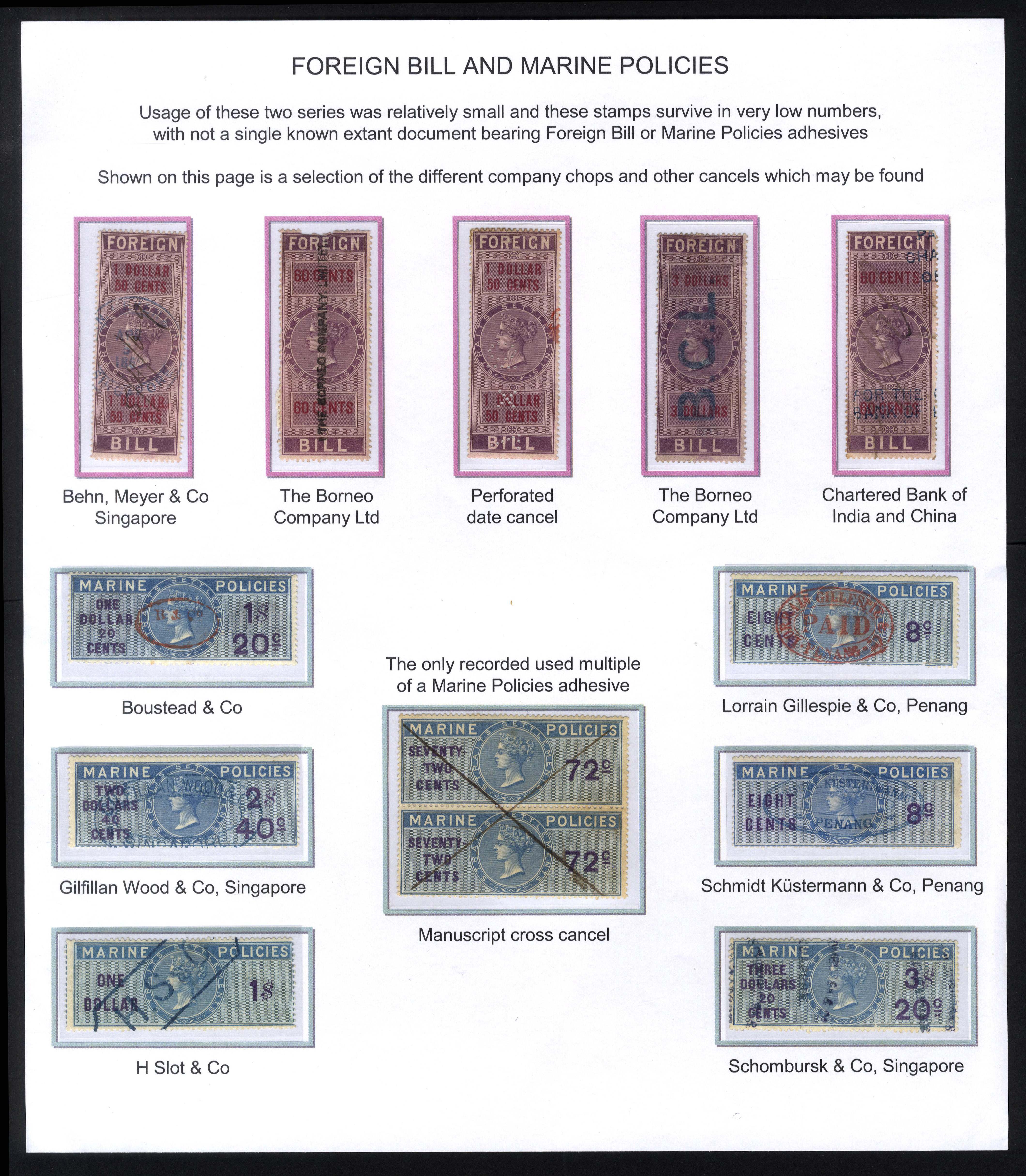 Straits Foreign Bill/Marine Policies; chops and other cancels