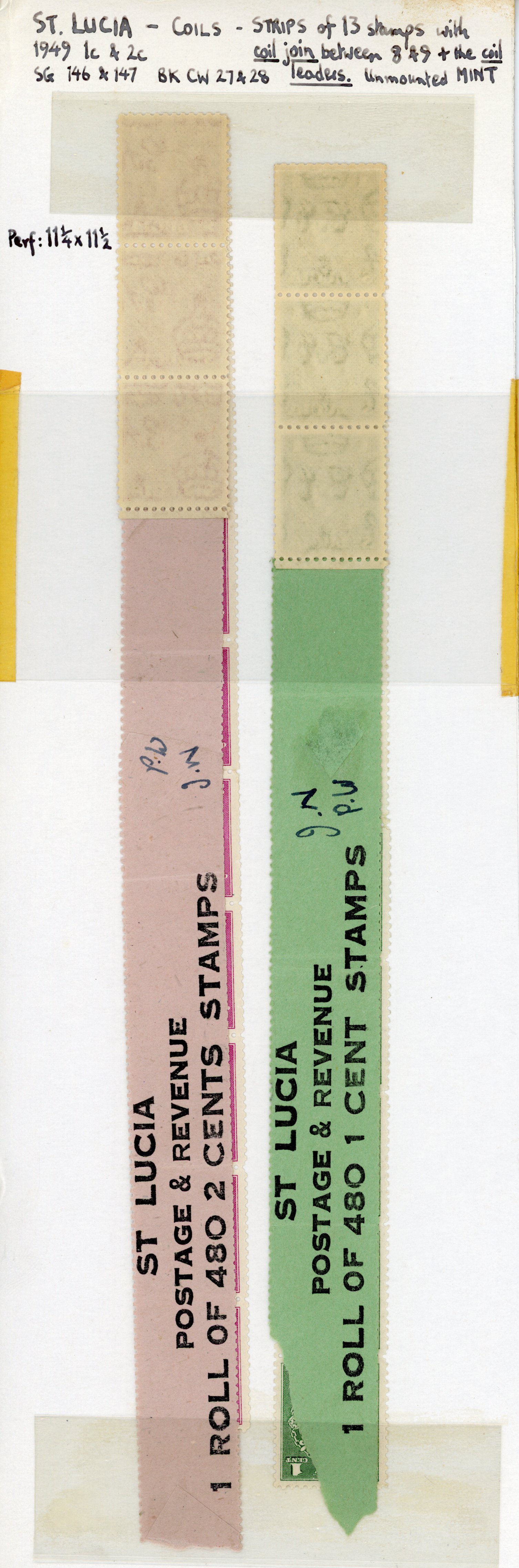 St Lucia SG 146-7 coil leaders mint