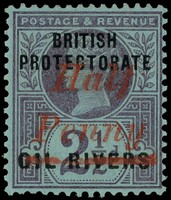 1893 ½d on 2½d handstamped Type 8 in vermilion, large part o.g.  BPA Certificate (1989). SG 25,...