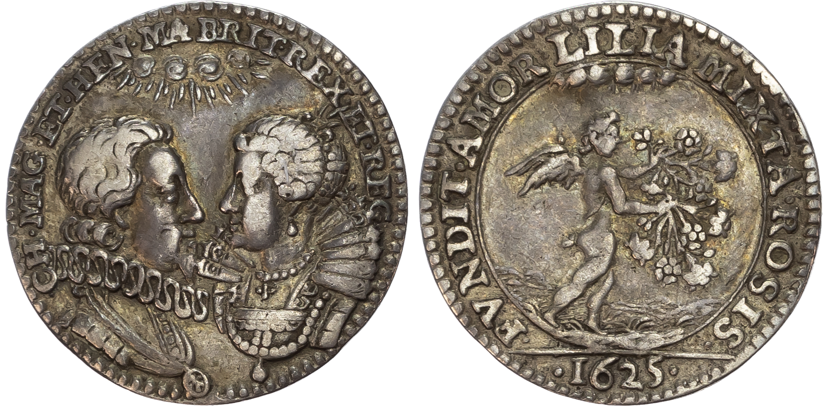 Charles I (1625-1649), Marriage to Henrietta Maria, 1625, silver medalet (23mm/2.13gm) by P. Regnier.