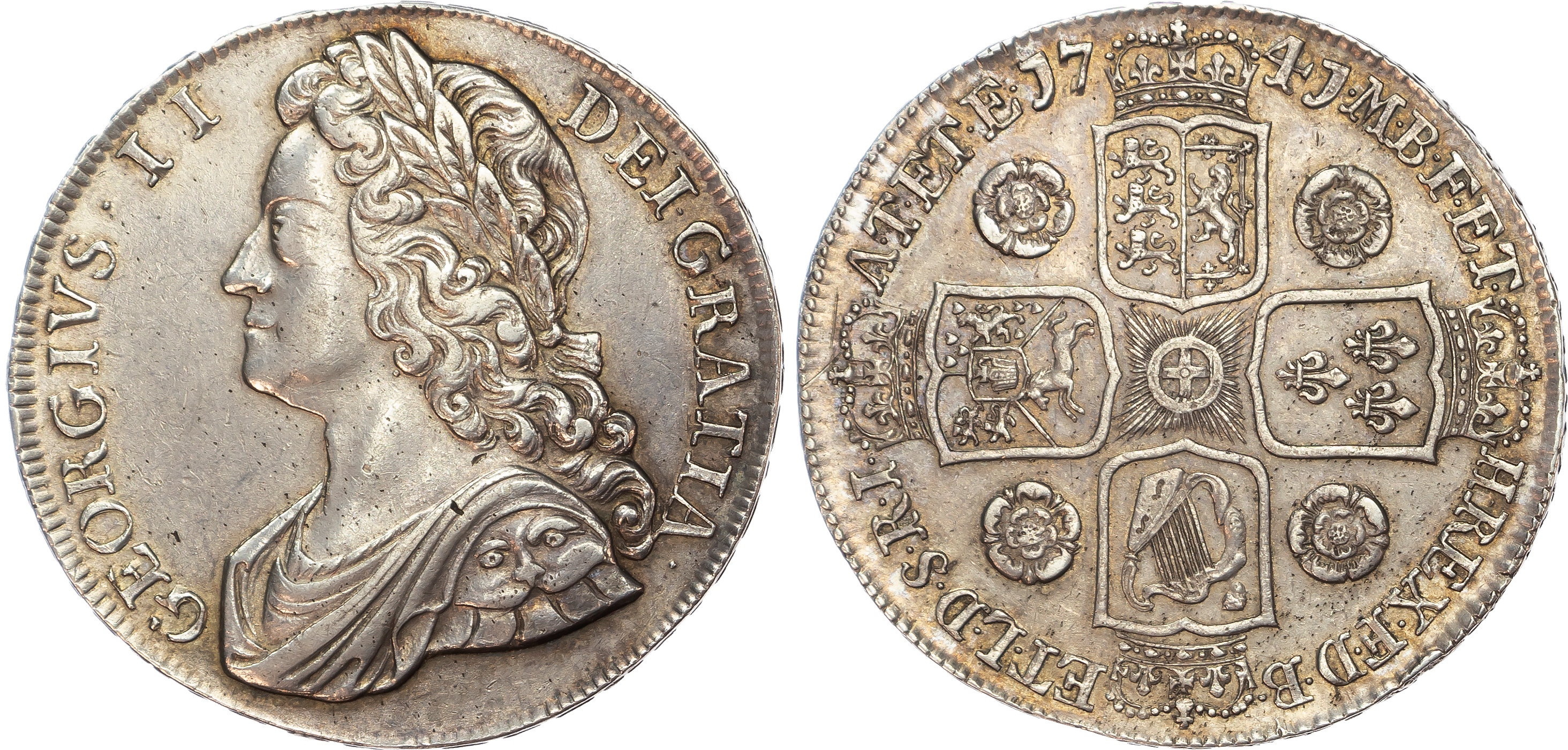 George II (1727-1760), Crown, 1741, Roses & Plumes