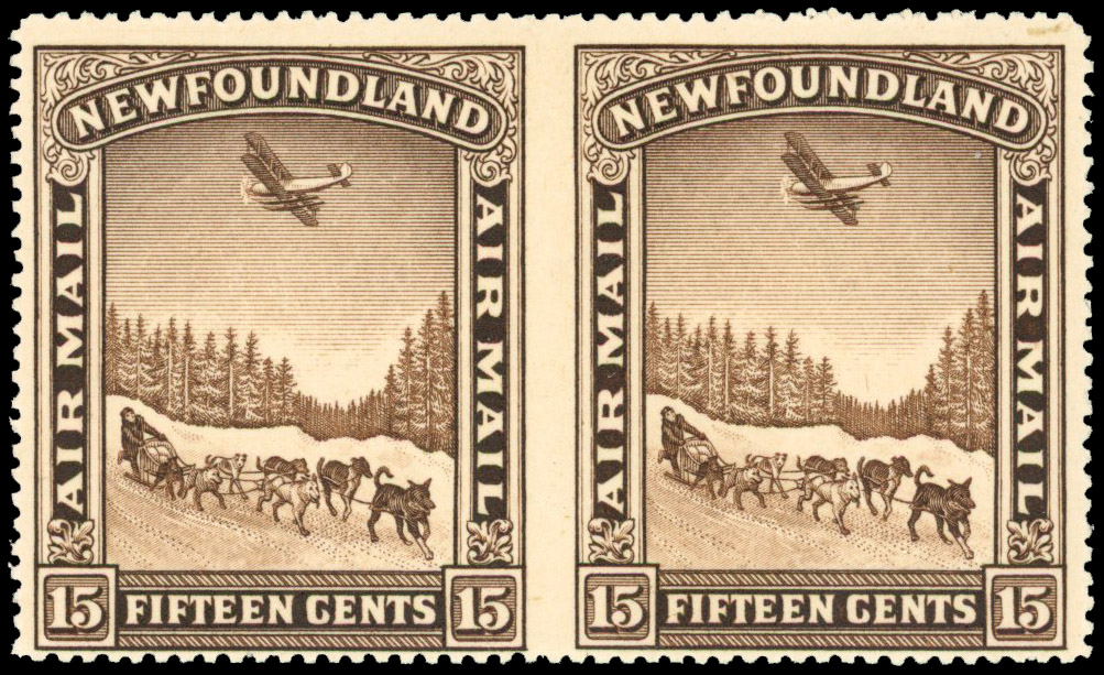 Newfoundland 1931 Air 15c no wmk imperforate between pair