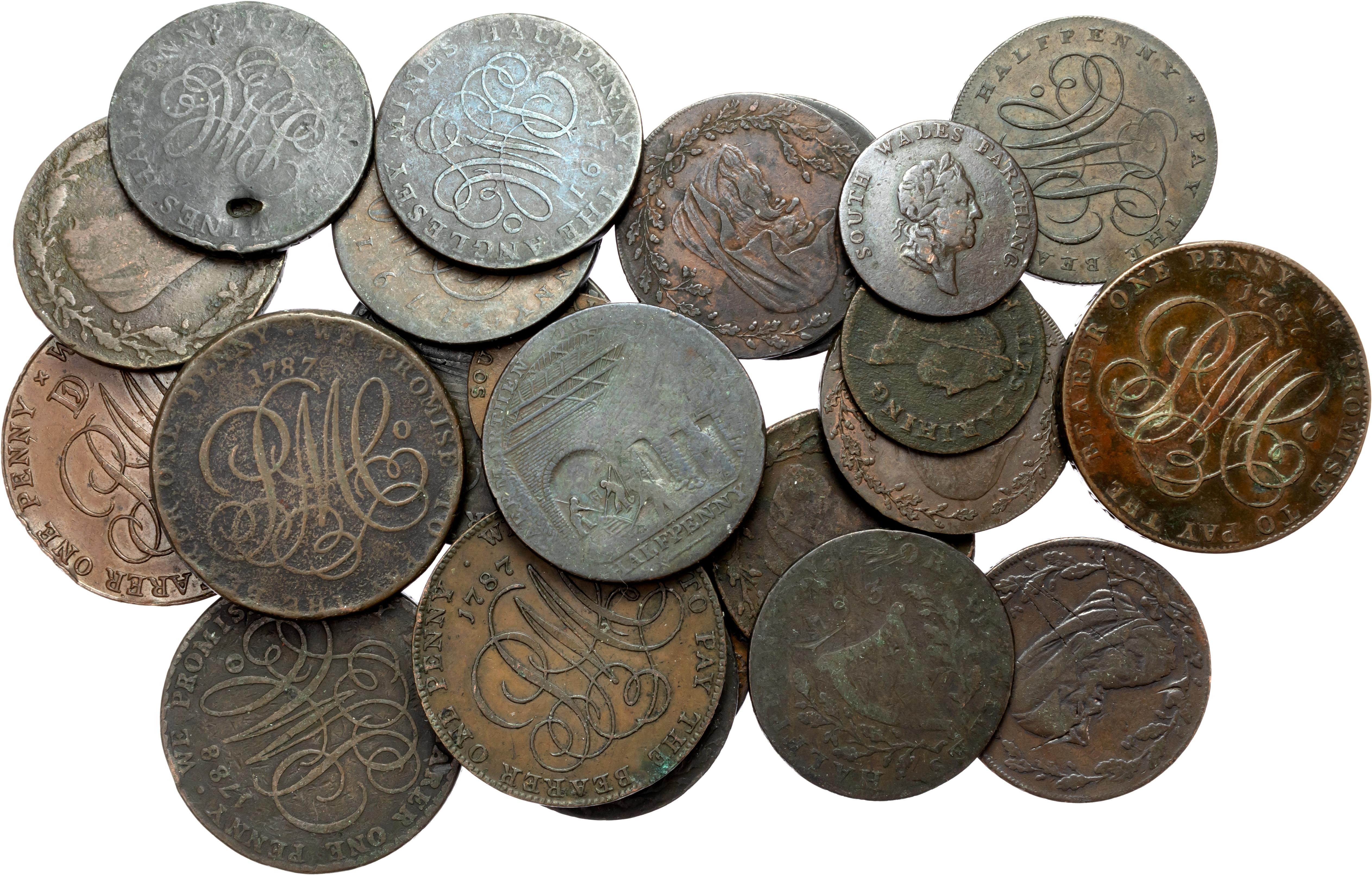 Lot of 24 Welsh 18th. century tokens Generally Very Fine. [24] …