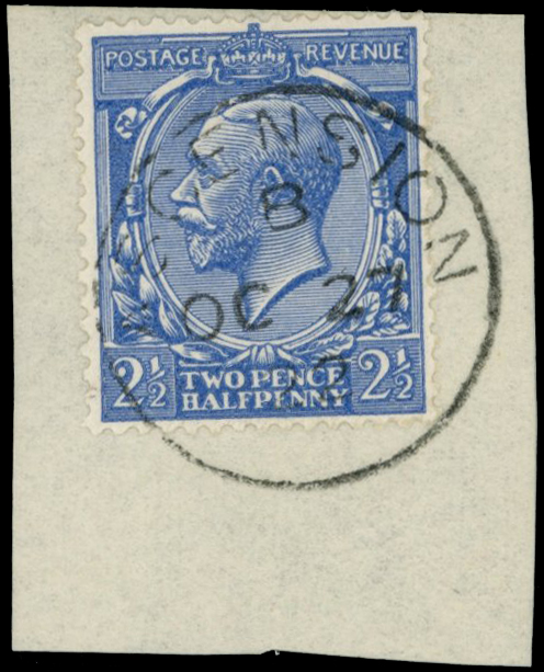 1912-22 2½d blue tied to paper piece by...