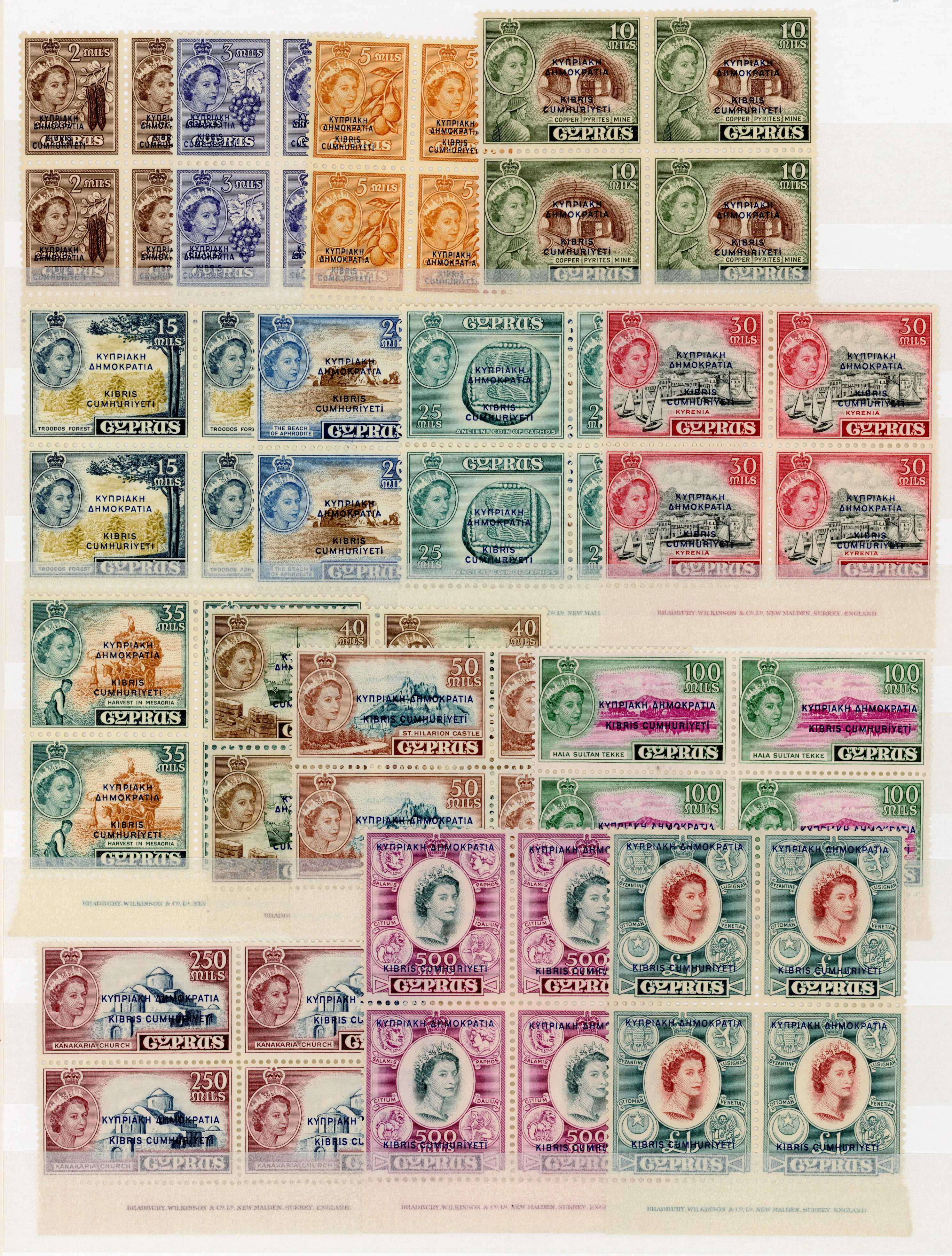 Cyprus SG 172-202 blocks mint