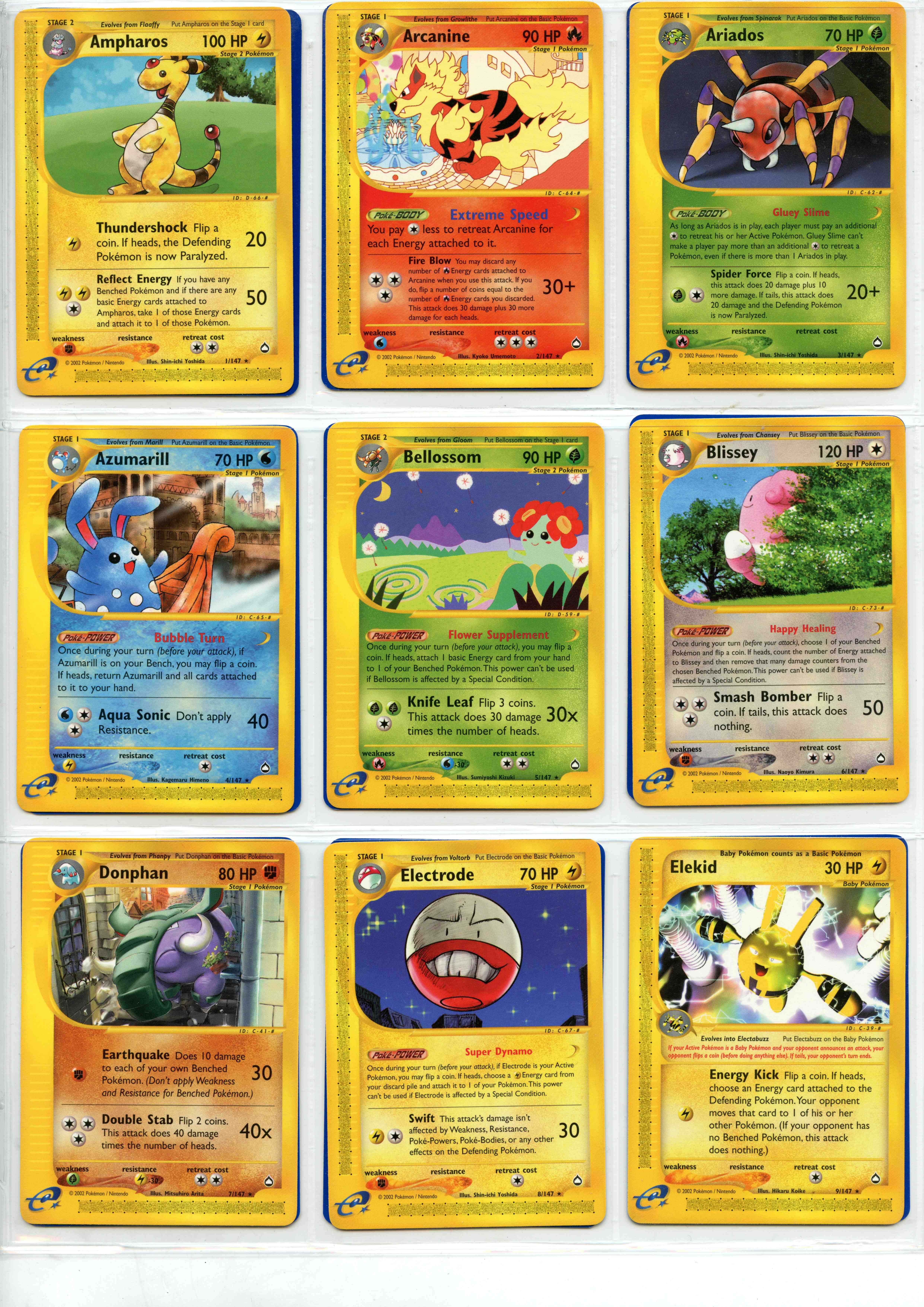 Pokemon TCG - Aquapolis Non-Holo Rare, Uncommon & Common  - Complete Set 147/147