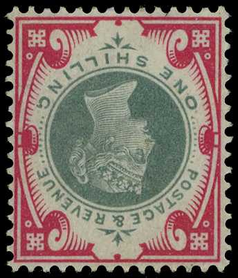 1900 1s Green & carmine (Wmk. Inverted)....