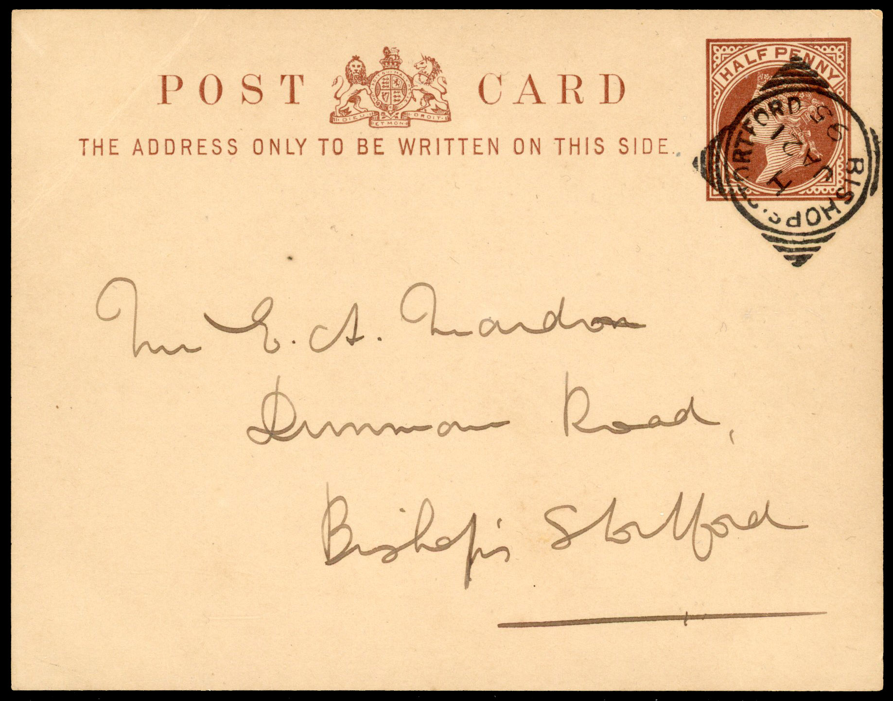 1895 ½d Halfpenny Inland Court Size postcard. 