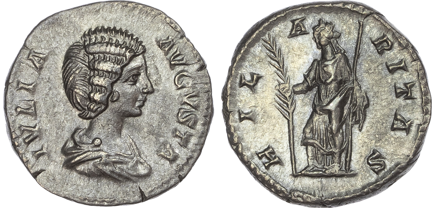 Julia Domna (Wife of Septimius Severus) AR Denarius, Rome, AD 196-211, 3.34g. 