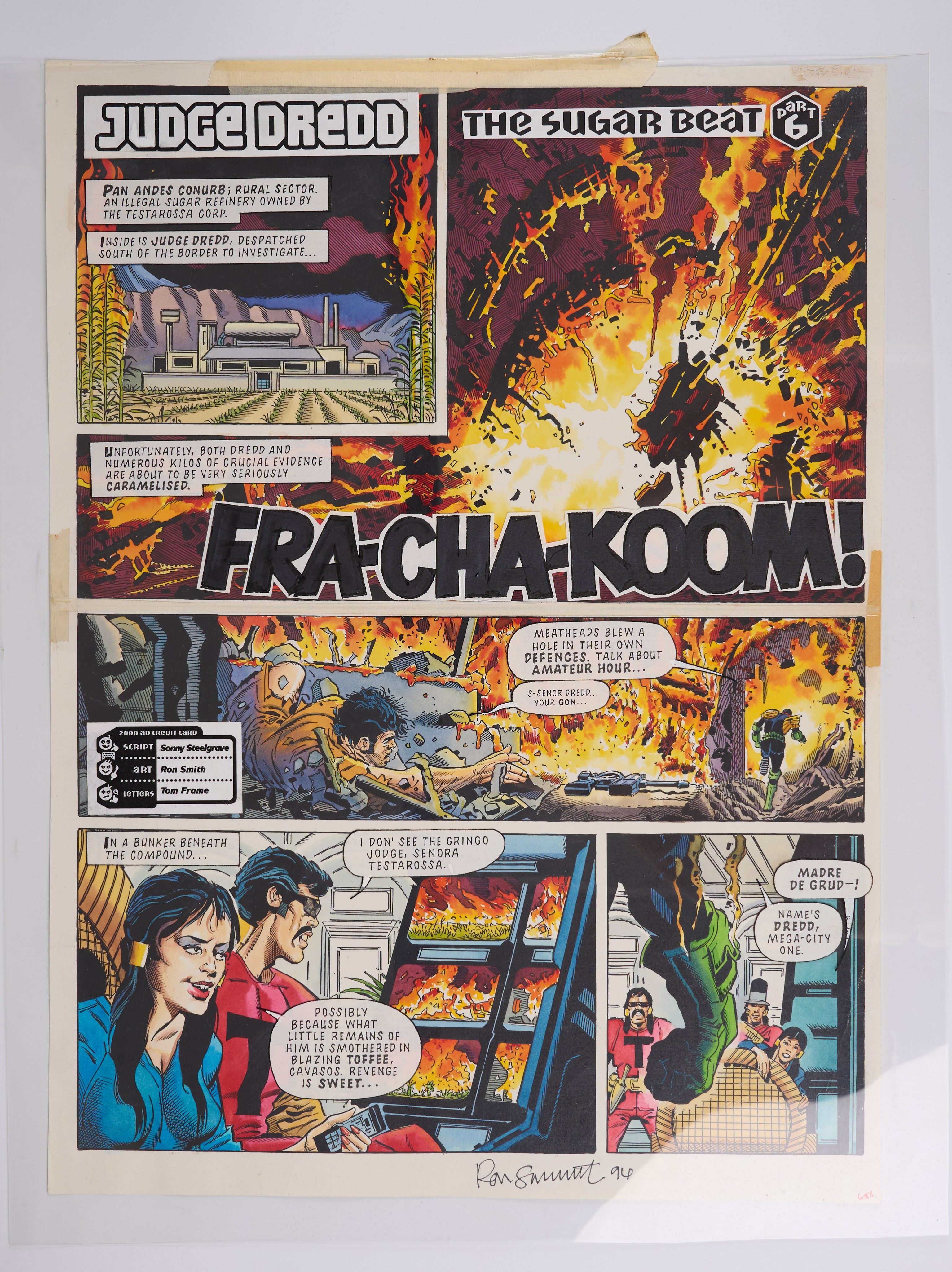 Ron Smith 2000 AD Prog #878 Sugar Beat Colour Story Page Signed (Fleetway, 1994) Total 2