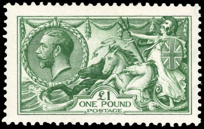 1913 £1 green, good colour large part o.g.  SG 403