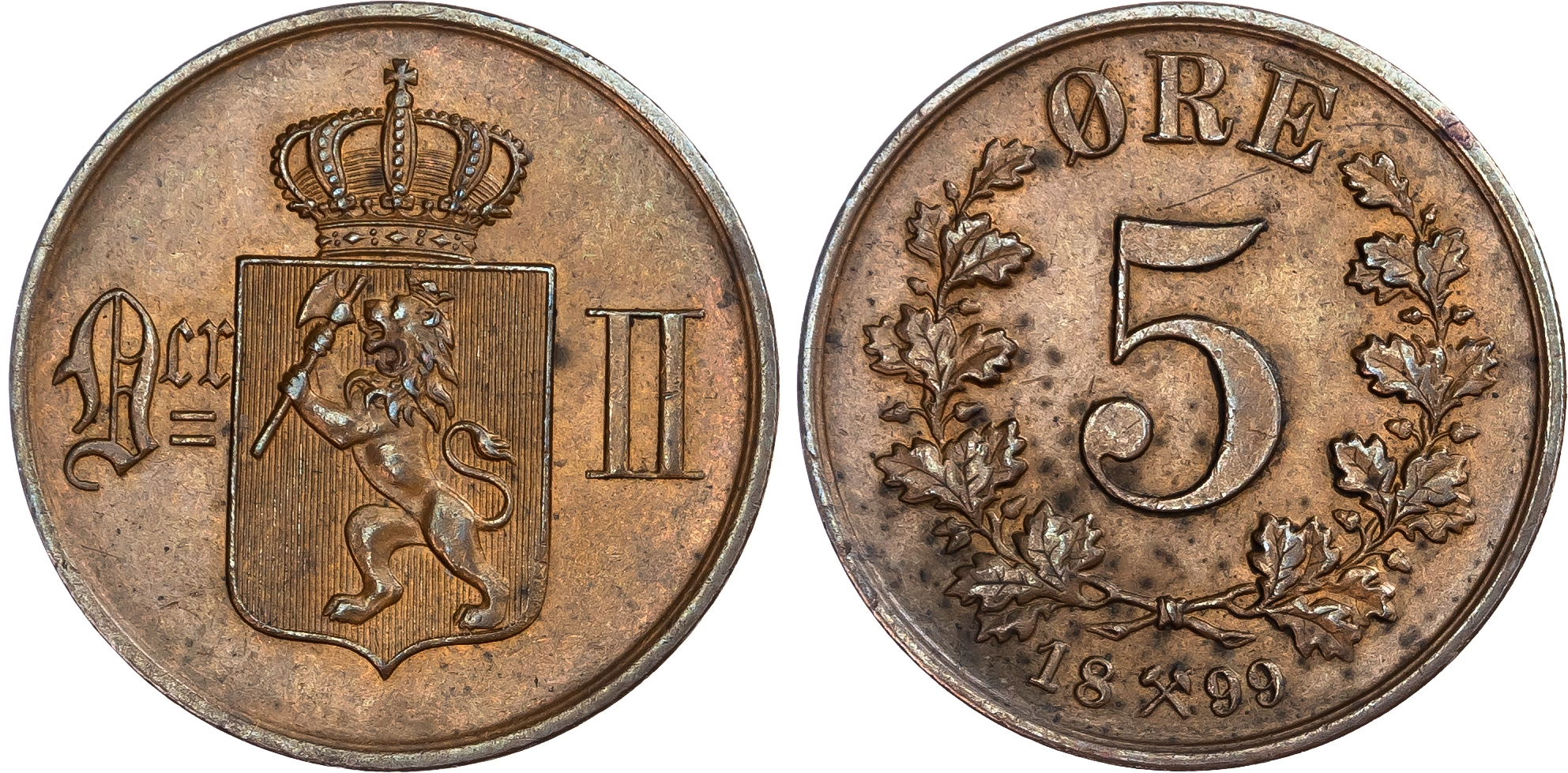 Norway. Oscar II Æ 5 Öre. 1899. 
