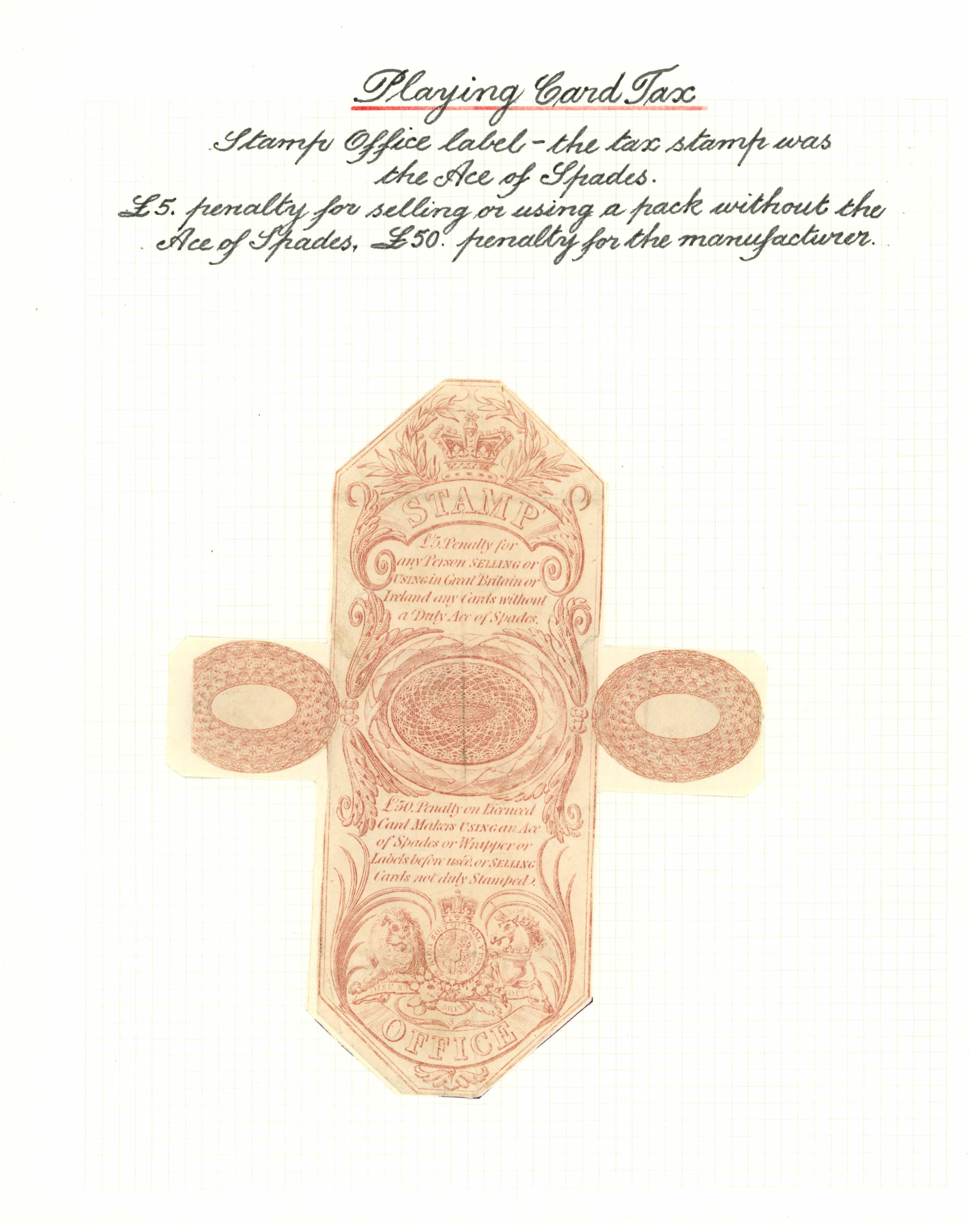 Playing Card Duty: 1823 Stamp Office label...